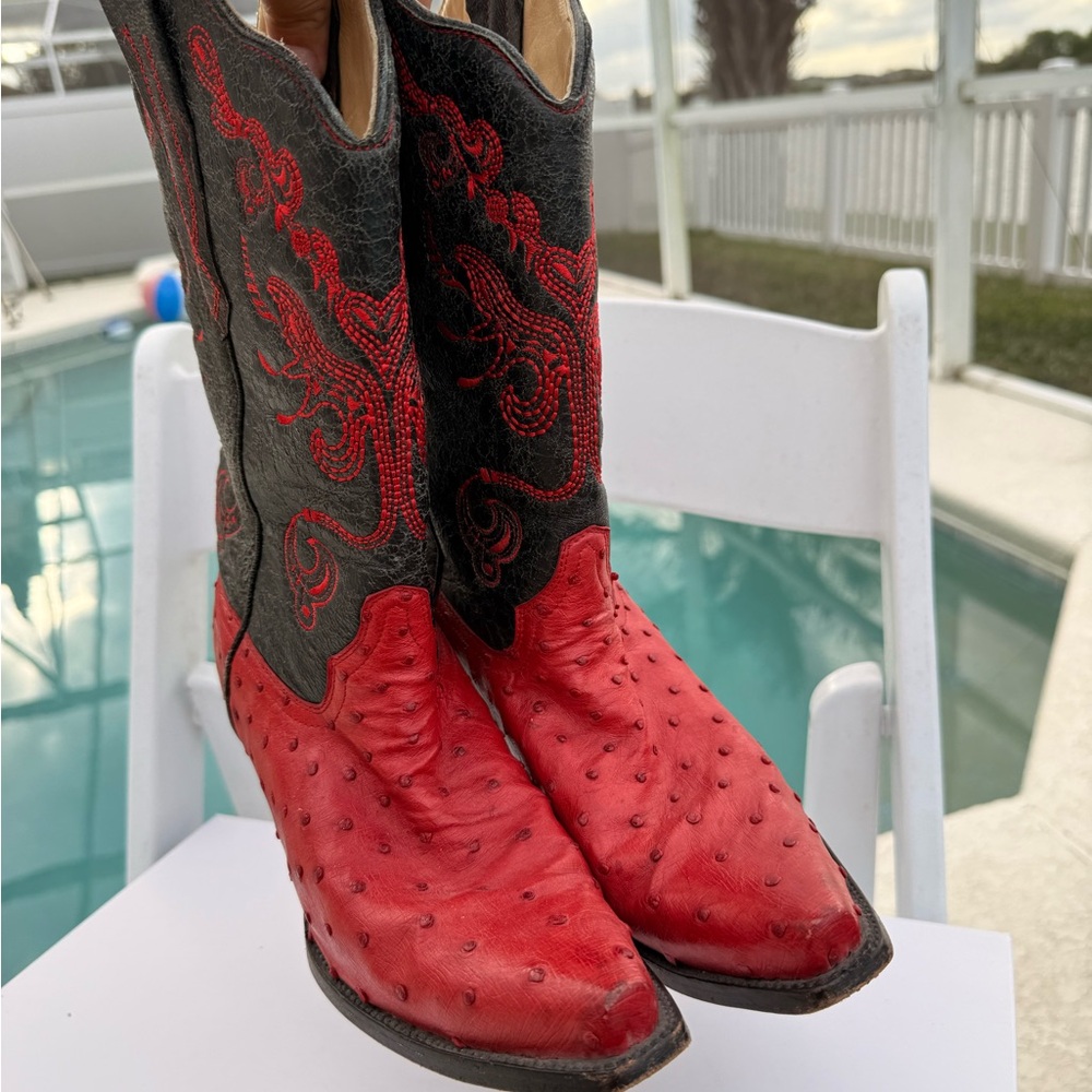 Corral red ostrich cowboy boots - Picture 8 of 12